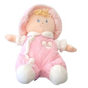 First Impressions My First Doll Lovey Terry Cloth Pink and White Heart Chest 11"